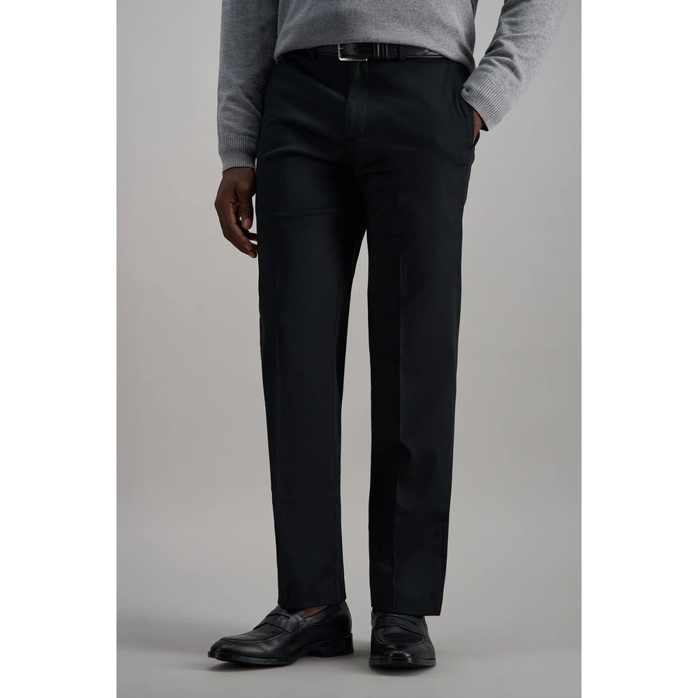 Haggar Men's Premium No Iron Khaki Black Size 33W 30L Straight Fit Flat Front